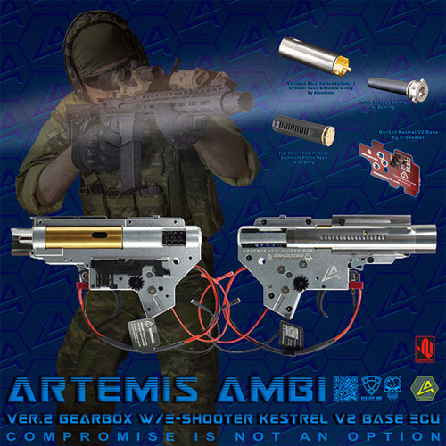 Artemis Ambidextrous Version 2 gear box with E-Shooter ECU